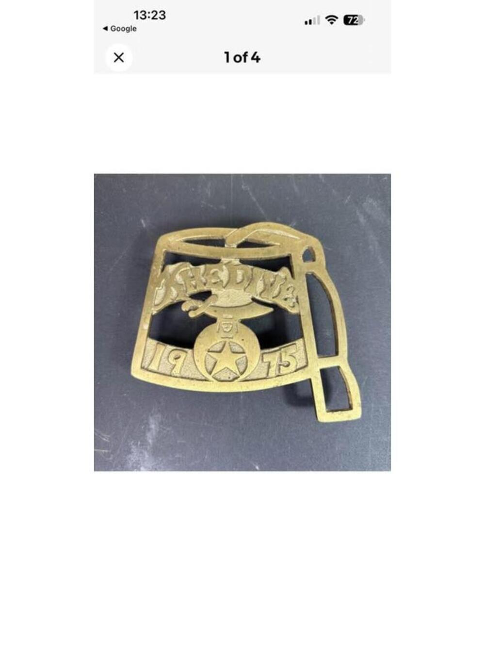 1975 Masonic Lodge Brass Crescent & Scimitar Trivet Shriners.